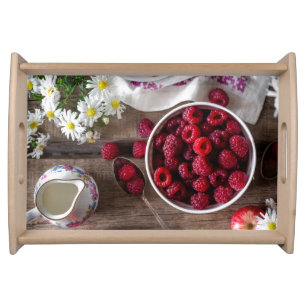 Fresh Raspberries amd Cream Pretty Kitchen Serving Tray