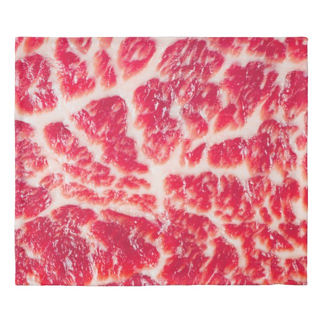 Fresh raw beef steak marbled meat texture close up duvet cover (Front)