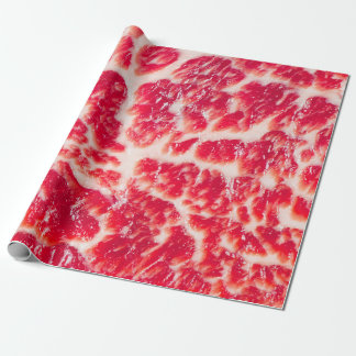Fresh raw beef steak marbled meat texture close up wrapping paper