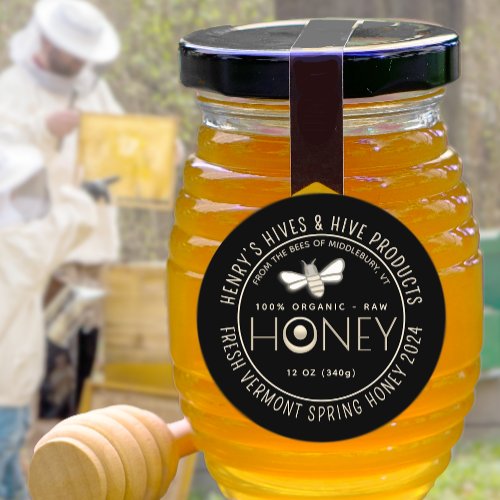 Fresh Raw Organic Year and Season Honey with Bee Classic Round Sticker