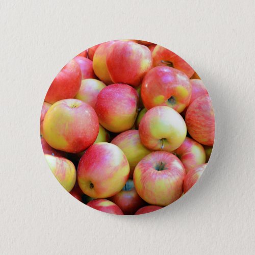 Fresh red and yellow apples pinback button