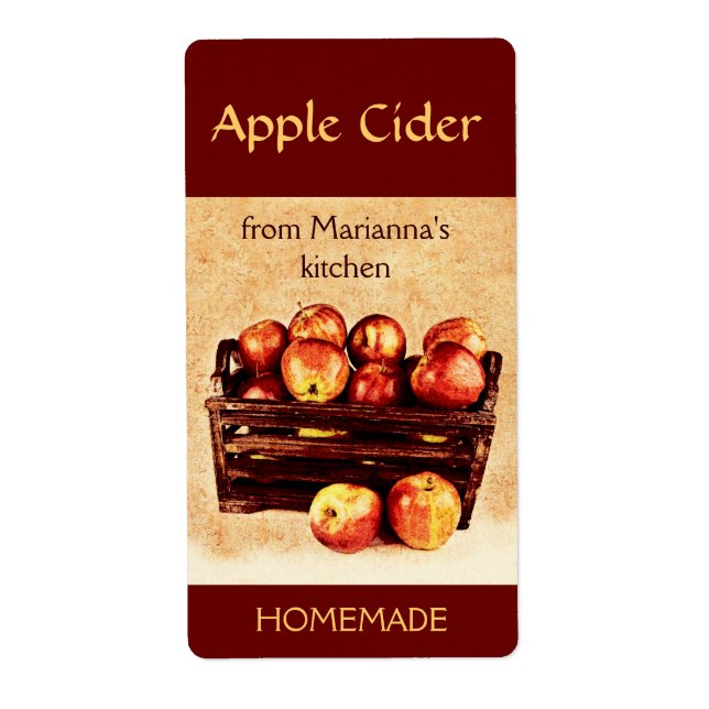 Fresh red apples in a basket apple cider label (Front)