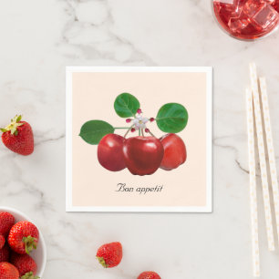 Fresh Red Apples on Light Beige Napkins