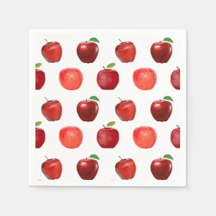 Fresh Red Apples on White Napkins