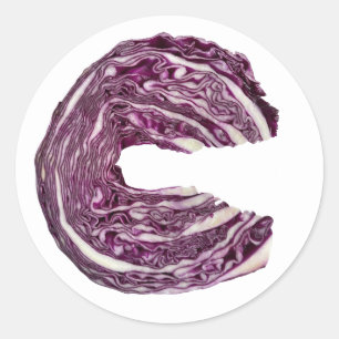 Fresh red cabbage - purple cabbage vegetable classic round sticker