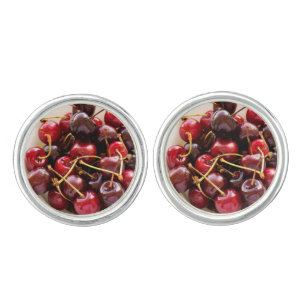 Fresh Red Cherries in a Bowl Photograph Cufflinks
