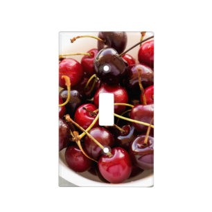 Fresh Red Cherries in a Bowl Photograph Light Switch Cover