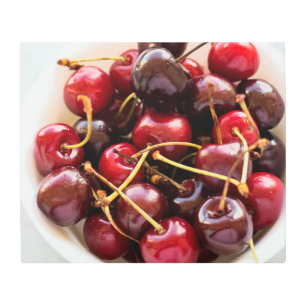 Fresh Red Cherries in a Bowl Photograph Metal Print