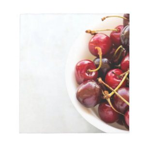 Fresh Red Cherries in a Bowl Photograph Notepad