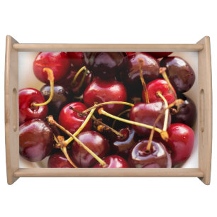Fresh Red Cherries in a Bowl Photograph Serving Tray