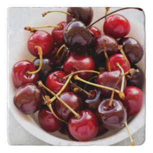 Fresh Red Cherries in a Bowl Photograph Trivet