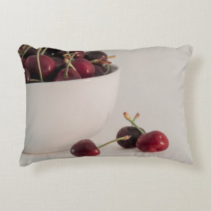 Fresh Red Cherries In Muted Tones Still Life Photo Accent Pillow