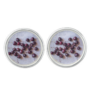 Fresh Red Cherries Photograph Cufflinks