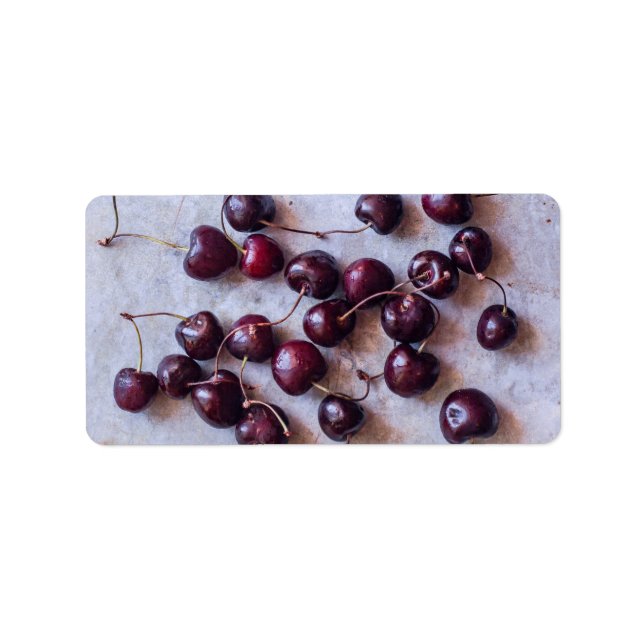 Fresh Red Cherries Photograph Label (Front)