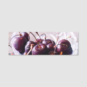 Fresh Red Cherries Photograph Name Tag