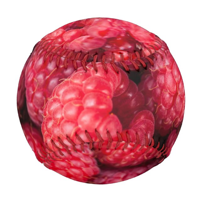 Fresh red raspberries baseball (Front)