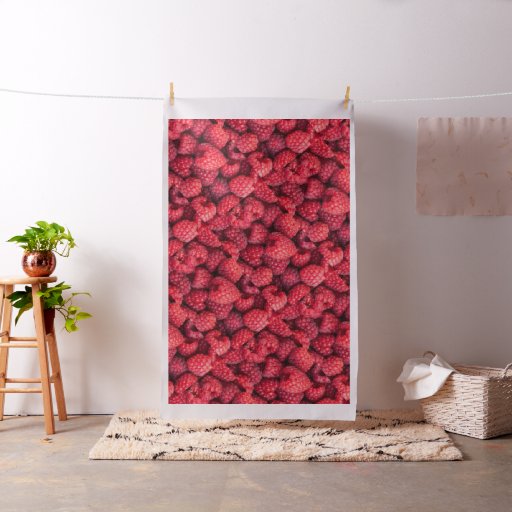 Fresh red raspberries fabric