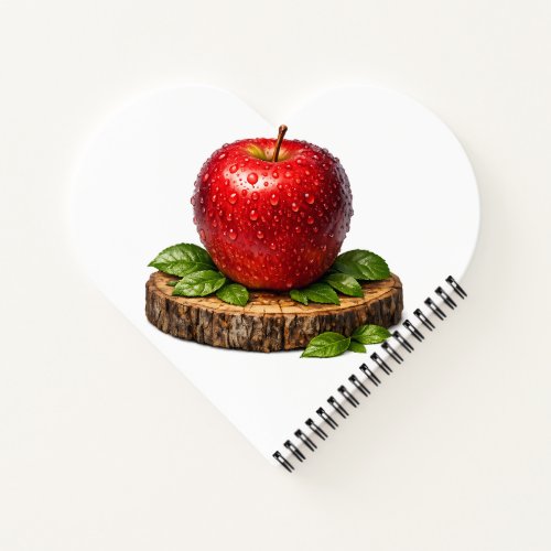 Fresh Red Realistic Apple with Water Drops Notebook