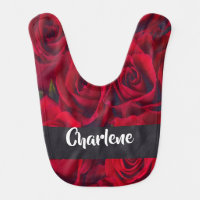 Fresh red roses baby bib