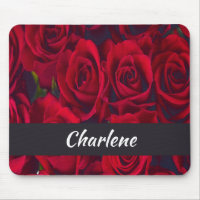 Fresh red roses mouse pad