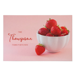 Fresh Red Strawberries In A Bowl Kitchen Decor Faux Canvas Print