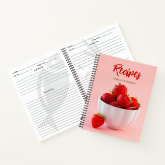 Fresh Red Strawberries On Pink Photo Recipes Notebook