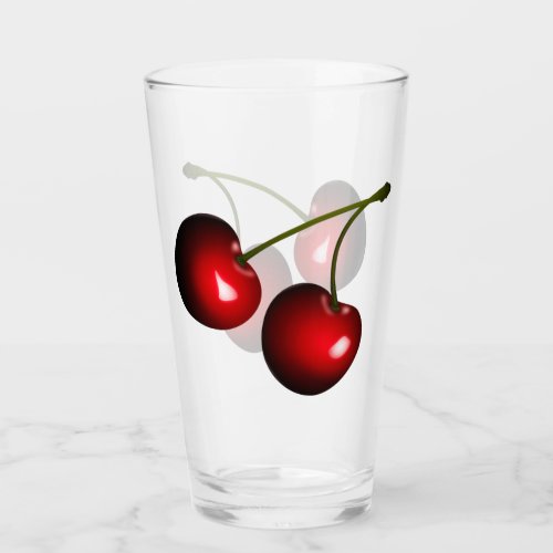 Fresh Red Sweet Cherries Glass