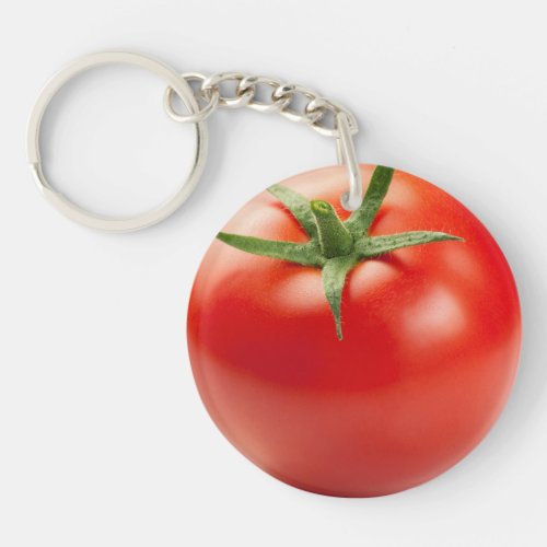 Fresh Red Tomato Isolated On White Background Keychain