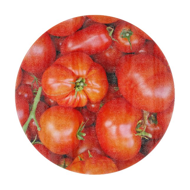 Fresh red tomatoes print cutting board (Front)