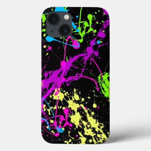 Fresh Retro Neon Paint Splatter iPhone 13 Case