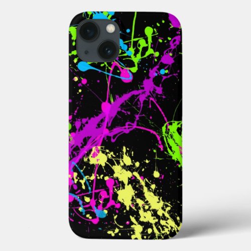 Fresh Retro Neon Paint Splatter iPhone 13 Case