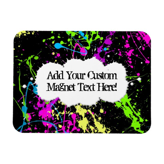 Fresh Retro Neon Paint Splatter on Black Magnet (Horizontal)