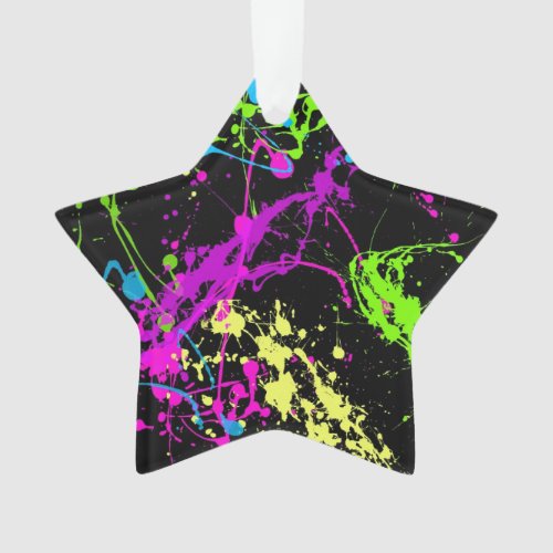 Fresh Retro Neon Paint Splatter Ornament