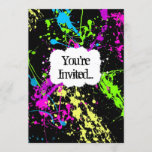 Fresh Retro Neon Paint Splatter Party Invitation