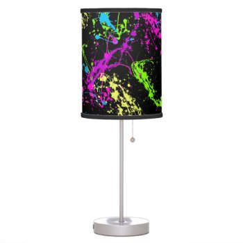 Fresh Retro Neon Paint Splatter Table Lamp by cutencomfy at Zazzle