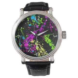 Fresh Retro Neon Paint Splatter Watch