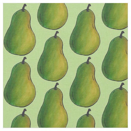 Fresh Ripe Green Pear Fruit Foodie Print Fabric
