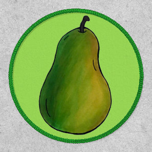 Fresh Ripe Green Pear Fruit Tree Illustration Patch
