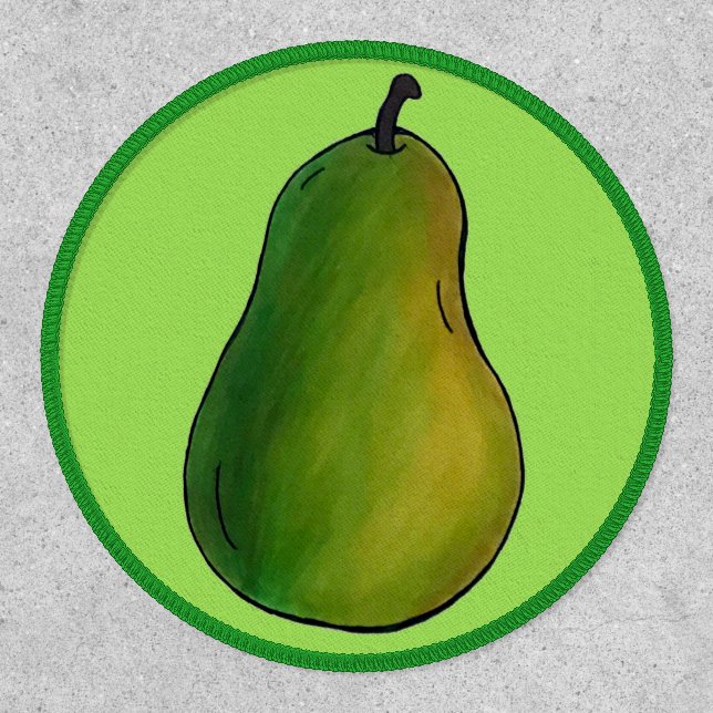 Fresh Ripe Green Pear Fruit Tree Illustration Patch (Front)