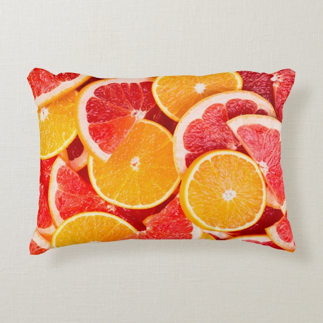Fresh ripe orange and grapefruit backgroundbackgro accent pillow (Front)