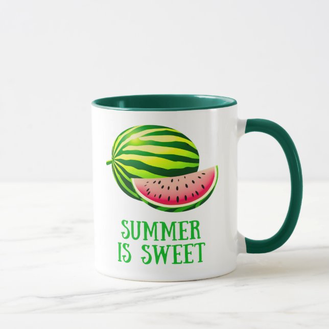 Fresh, Ripe Watermelon with Summer Vibes Mug (Right)