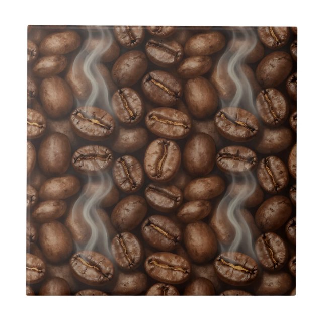Fresh Roasted Coffee Beans Steam Aroma Ceramic Tile (Front)