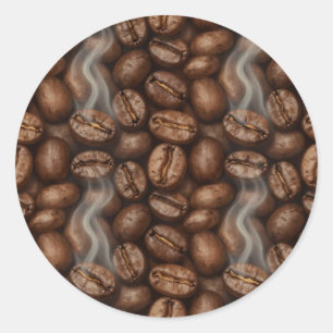 Fresh Roasted Coffee Beans Steam Aroma Classic Round Sticker
