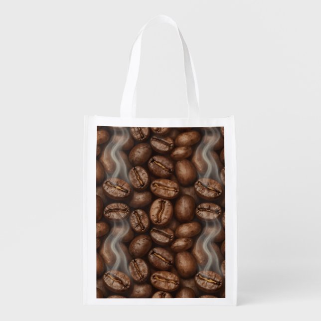 Fresh Roasted Coffee Beans Steam Aroma Grocery Bag (Front)