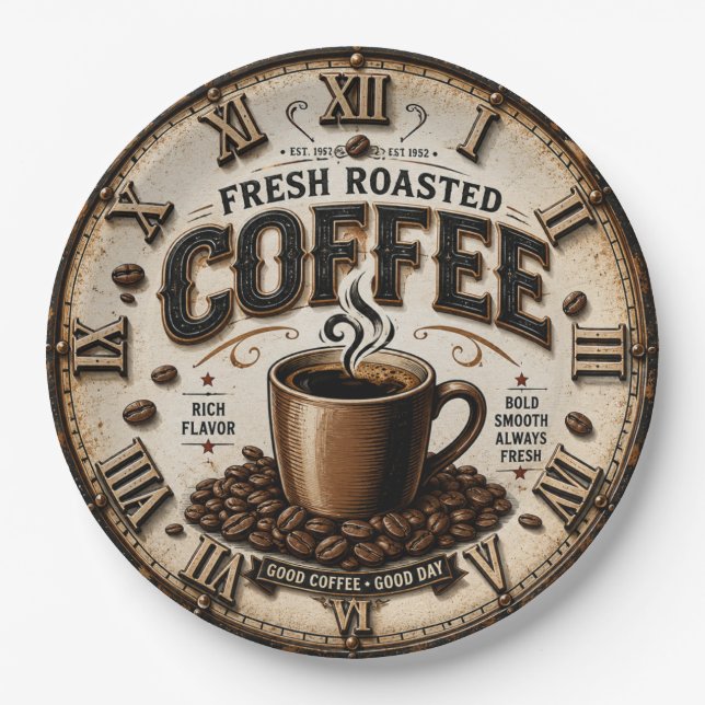 Fresh Roasted Coffee  Paper Plates (Front)