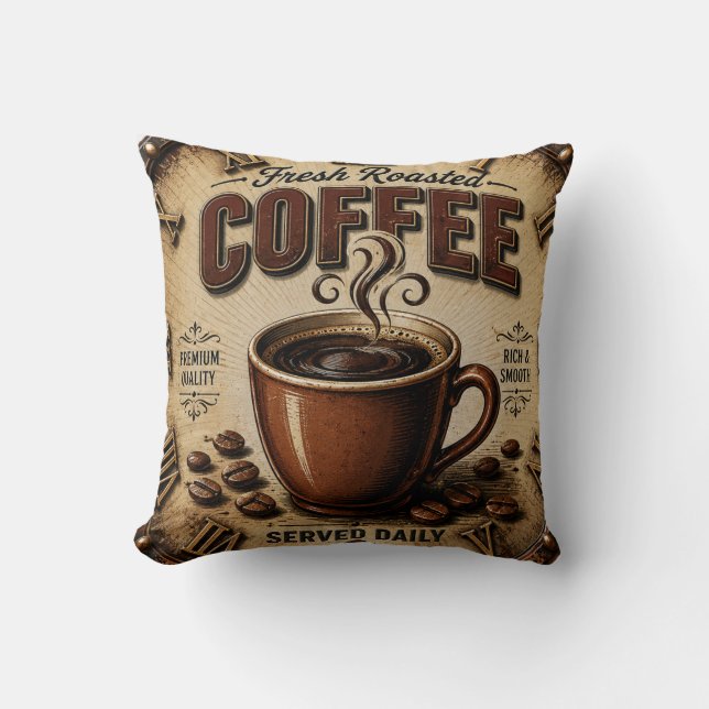 Fresh Roasted Coffee Throw Pillow (Front)
