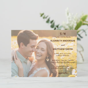 Fresh romantic portrait rustic photo wedding invitation