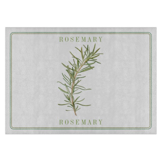 FRESH ROSEMARY 11x8 Glass Cutting Board (Front)