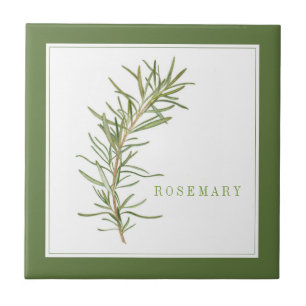 FRESH ROSEMARY 4.25" Ceramic Tile (+text) Green