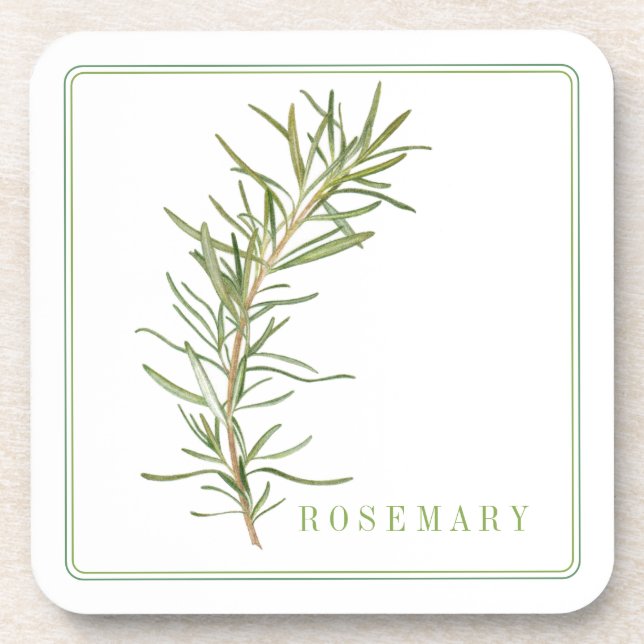 FRESH ROSEMARY Hard Plastic Coasters (+text) (Front)